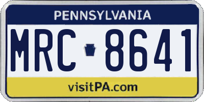 PA license plate MRC8641