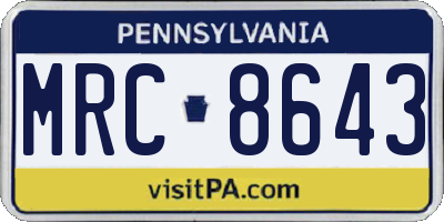 PA license plate MRC8643