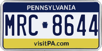 PA license plate MRC8644