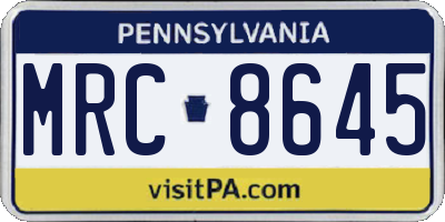 PA license plate MRC8645