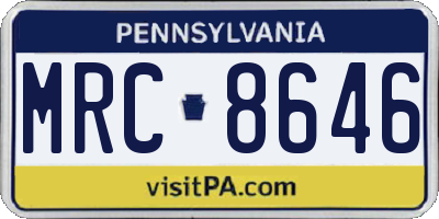 PA license plate MRC8646