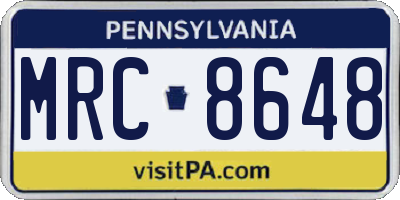 PA license plate MRC8648
