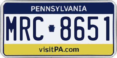 PA license plate MRC8651