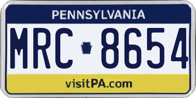 PA license plate MRC8654