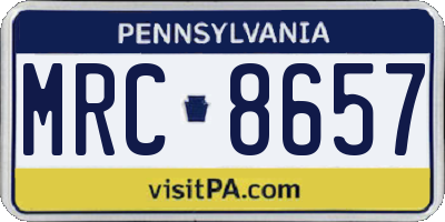 PA license plate MRC8657