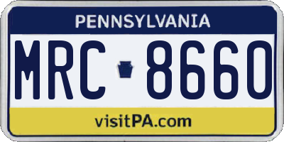 PA license plate MRC8660