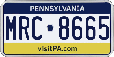 PA license plate MRC8665