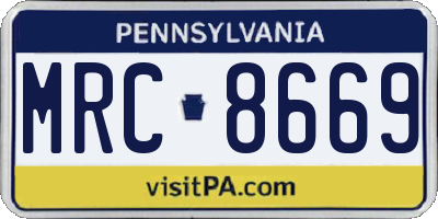 PA license plate MRC8669