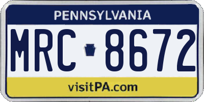 PA license plate MRC8672