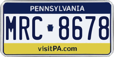 PA license plate MRC8678