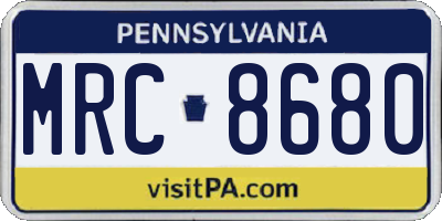 PA license plate MRC8680