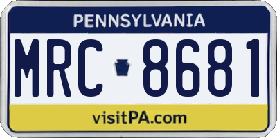 PA license plate MRC8681
