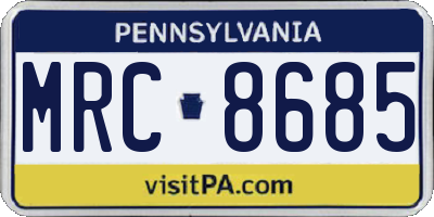 PA license plate MRC8685