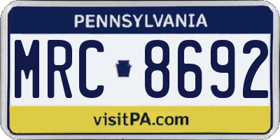 PA license plate MRC8692