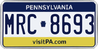 PA license plate MRC8693