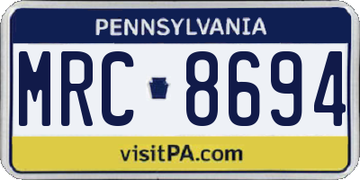 PA license plate MRC8694
