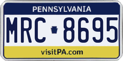 PA license plate MRC8695
