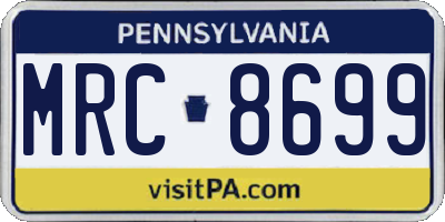 PA license plate MRC8699
