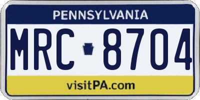 PA license plate MRC8704