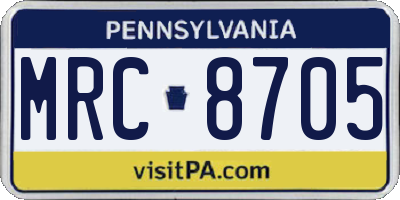 PA license plate MRC8705