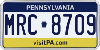 PA license plate MRC8709