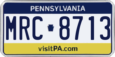 PA license plate MRC8713
