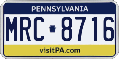 PA license plate MRC8716