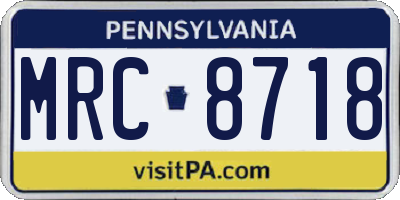 PA license plate MRC8718