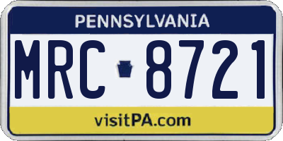 PA license plate MRC8721
