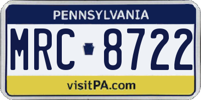 PA license plate MRC8722