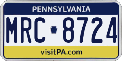 PA license plate MRC8724