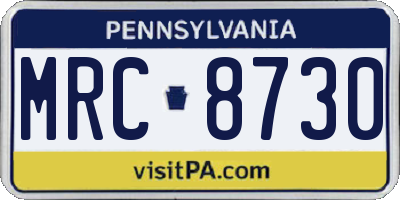 PA license plate MRC8730