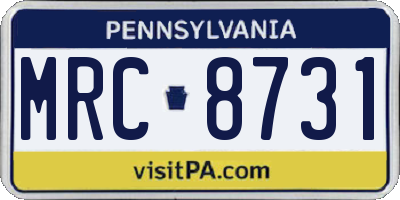 PA license plate MRC8731