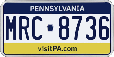 PA license plate MRC8736
