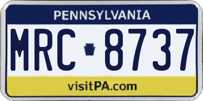 PA license plate MRC8737