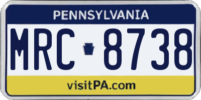 PA license plate MRC8738