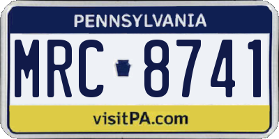 PA license plate MRC8741
