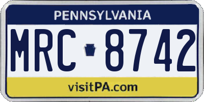 PA license plate MRC8742