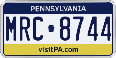PA license plate MRC8744