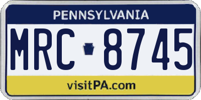 PA license plate MRC8745