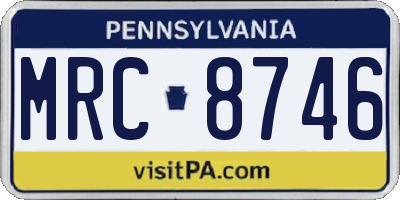 PA license plate MRC8746