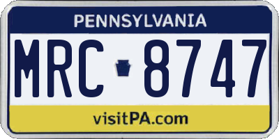 PA license plate MRC8747