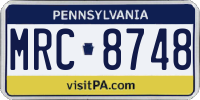 PA license plate MRC8748
