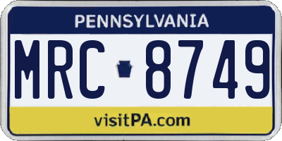 PA license plate MRC8749