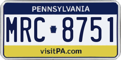 PA license plate MRC8751