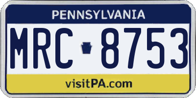 PA license plate MRC8753