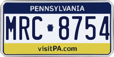 PA license plate MRC8754