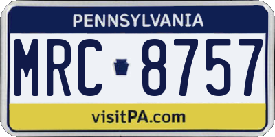 PA license plate MRC8757