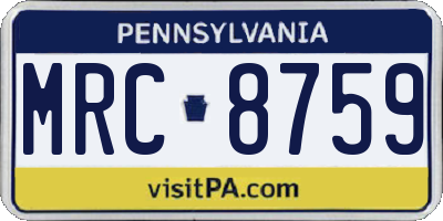 PA license plate MRC8759