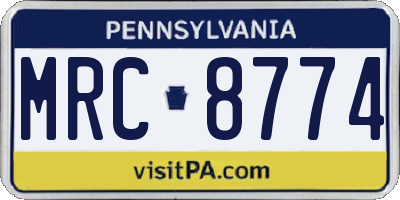 PA license plate MRC8774